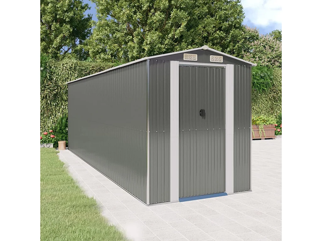 Abri de jardin Gris clair 192x606x223 Acier galvanisé