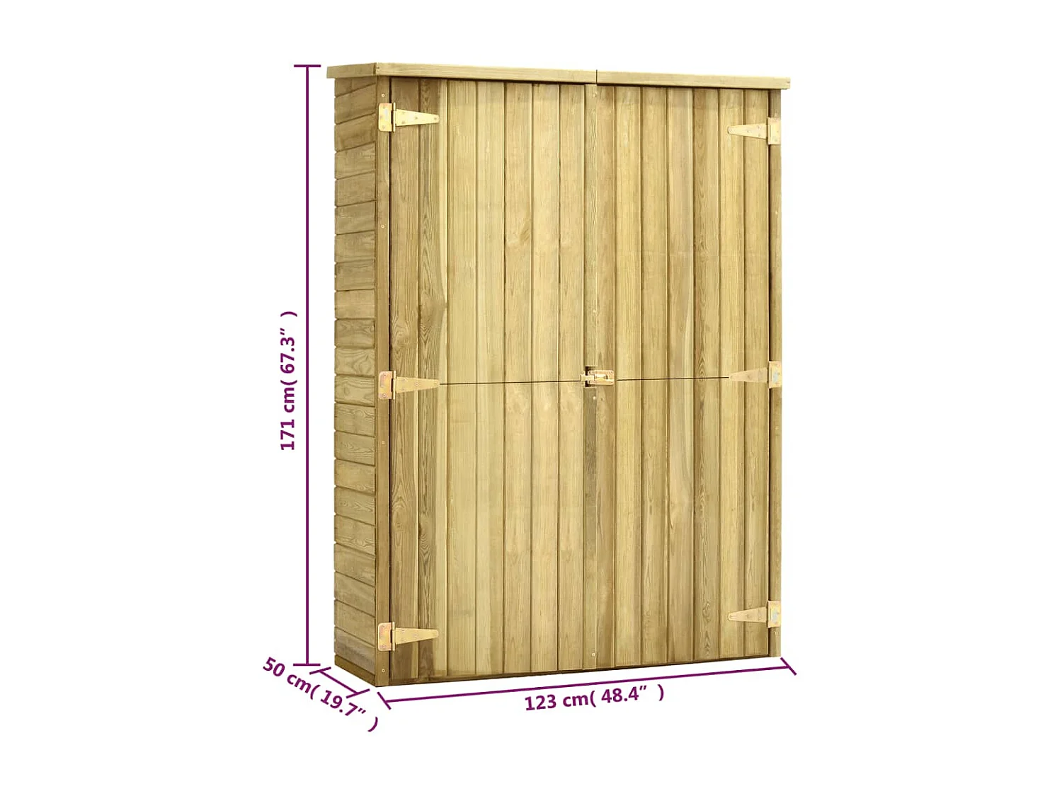 Abri à outils de jardin 123x50x171 Pinède imprégnée