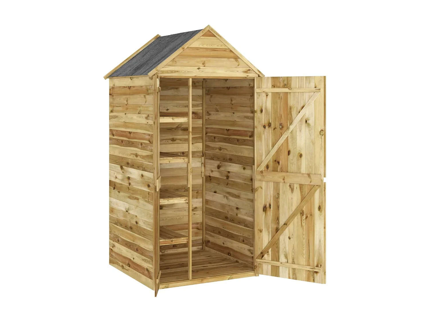 Abri à outils avec porte 107x107x220 Bois de pin imprégné