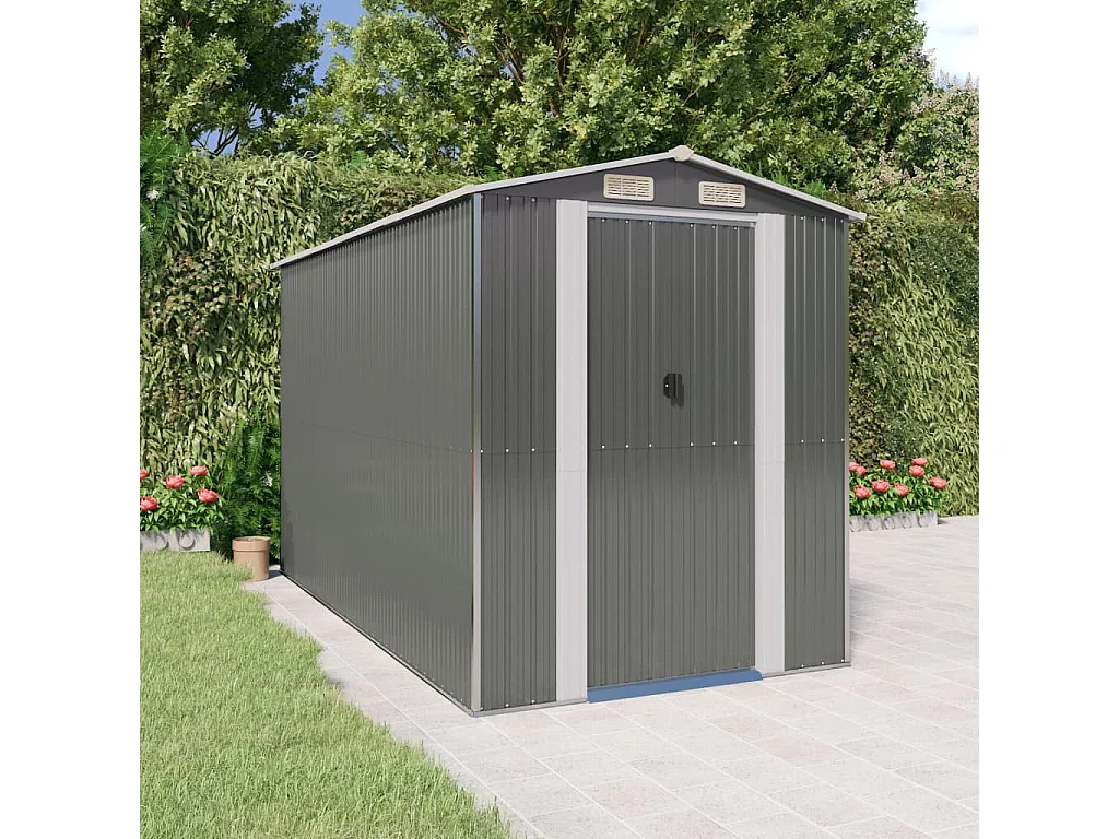Abri de jardin Gris clair 192x357x223 Acier galvanisé