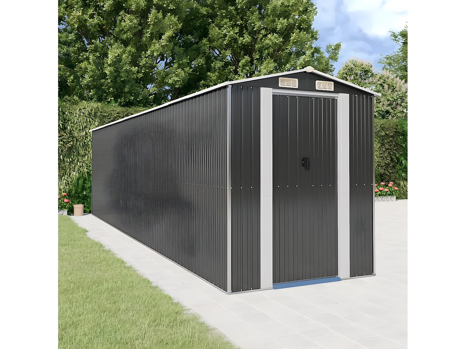 Abri de jardin Anthracite 192x772x223 Acier galvanisé