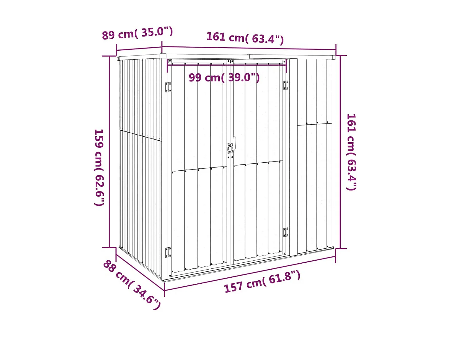 Abri à outils de jardin Anthracite 161x89x161 Acier galvanisé
