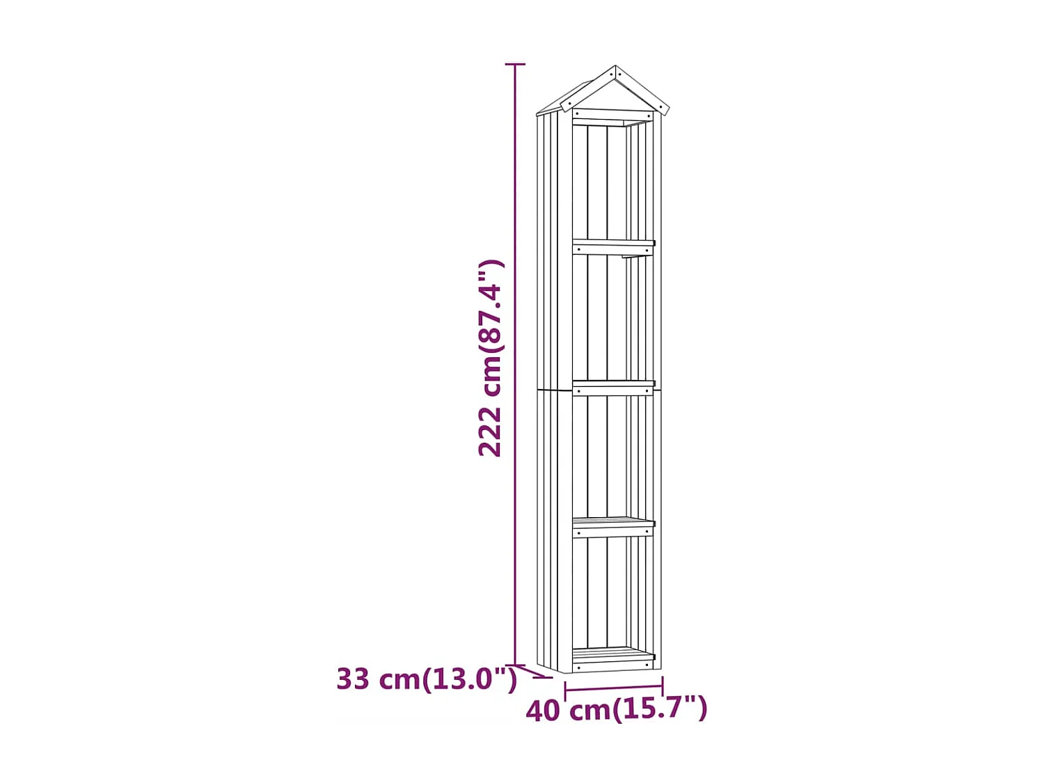 Abri à outils de jardin 40x33x222 Bois de pin imprégné