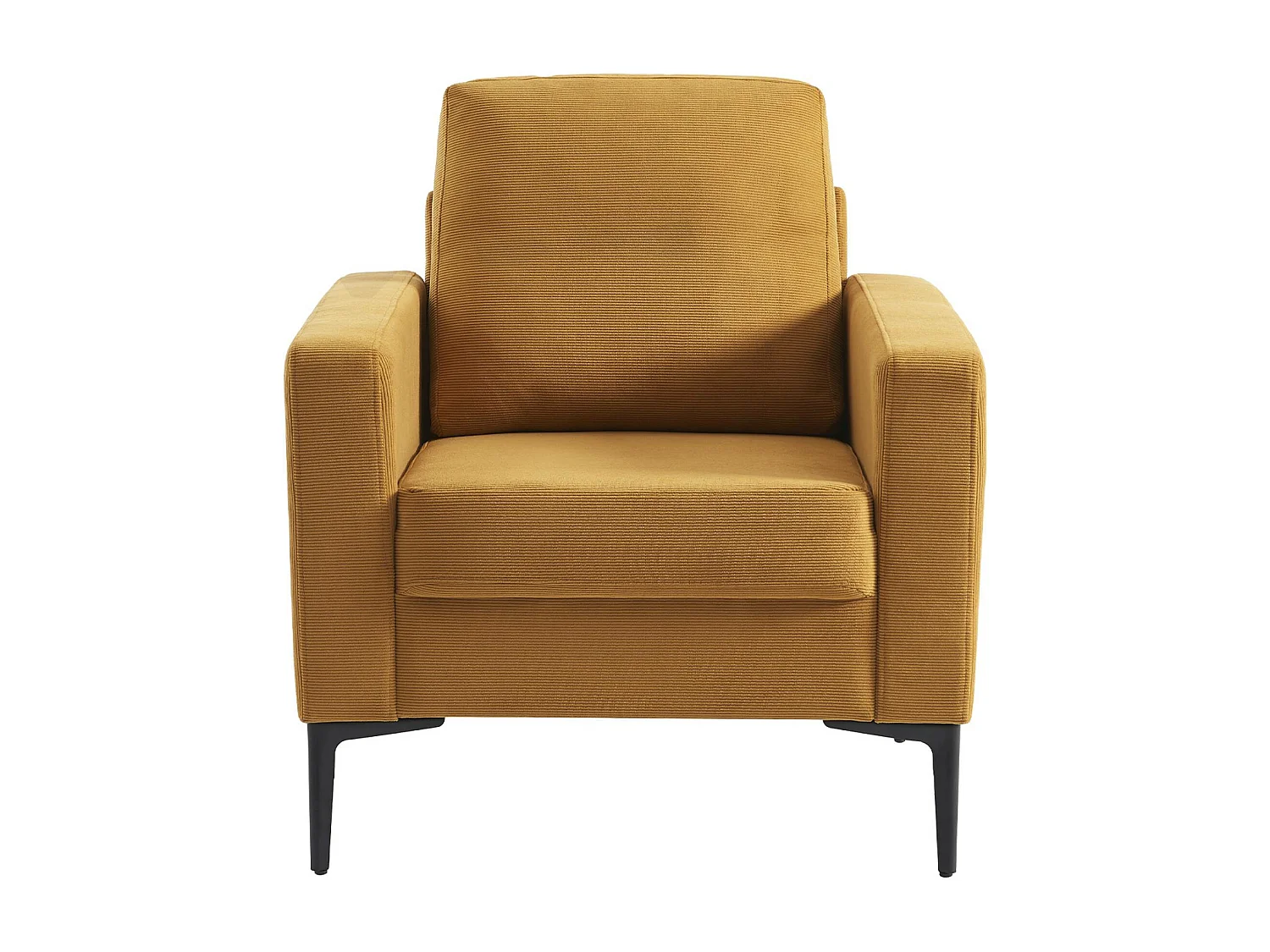 Sillón de pana y patas de metal ocre