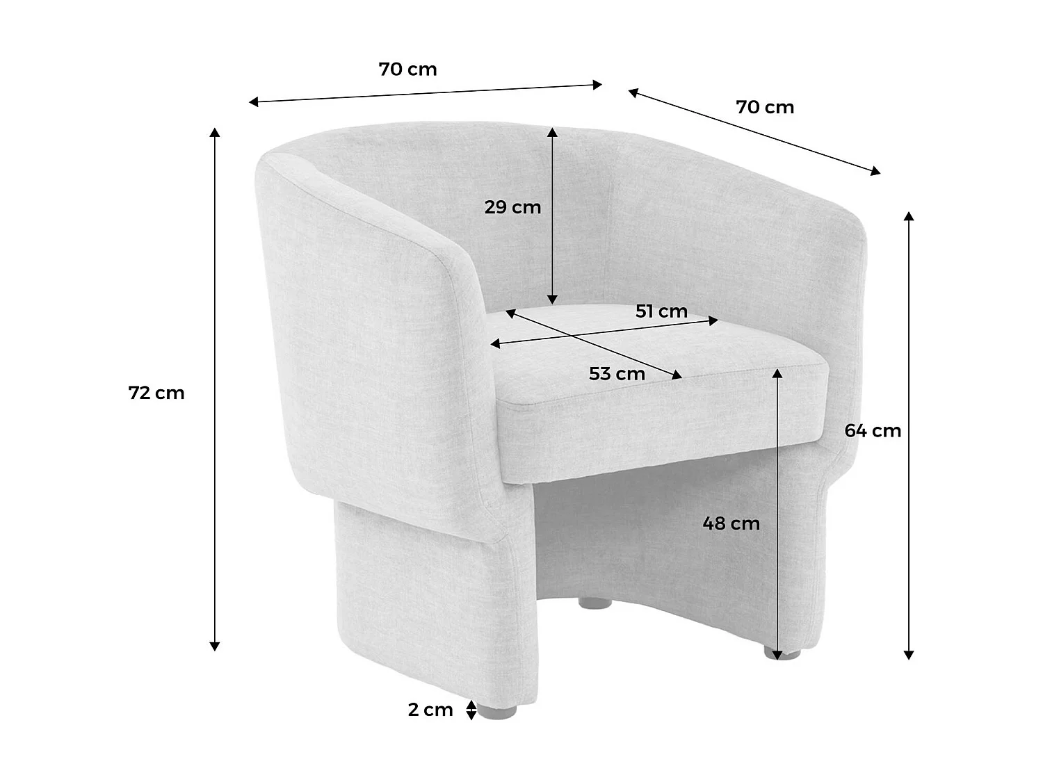 Fauteuil relax en tissu avec forme de dossier et piètement arrondis gris foncé