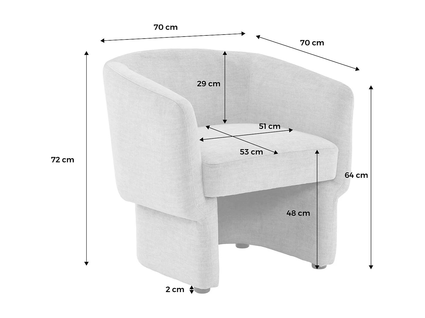 Fauteuil relax en tissu avec forme de dossier et piètement arrondis gris foncé