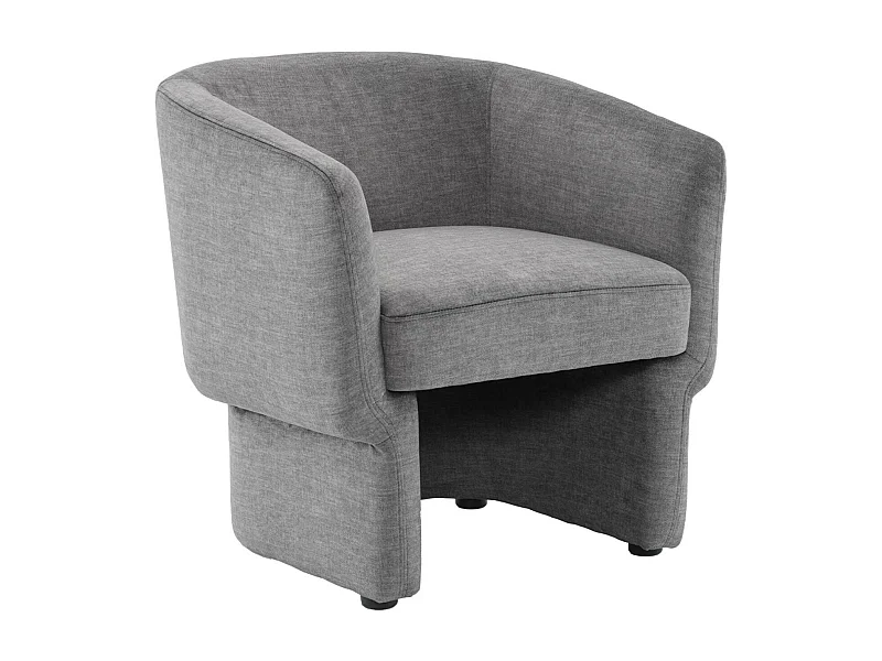 Sillón de tela con respaldo y base redondeada gris oscuro