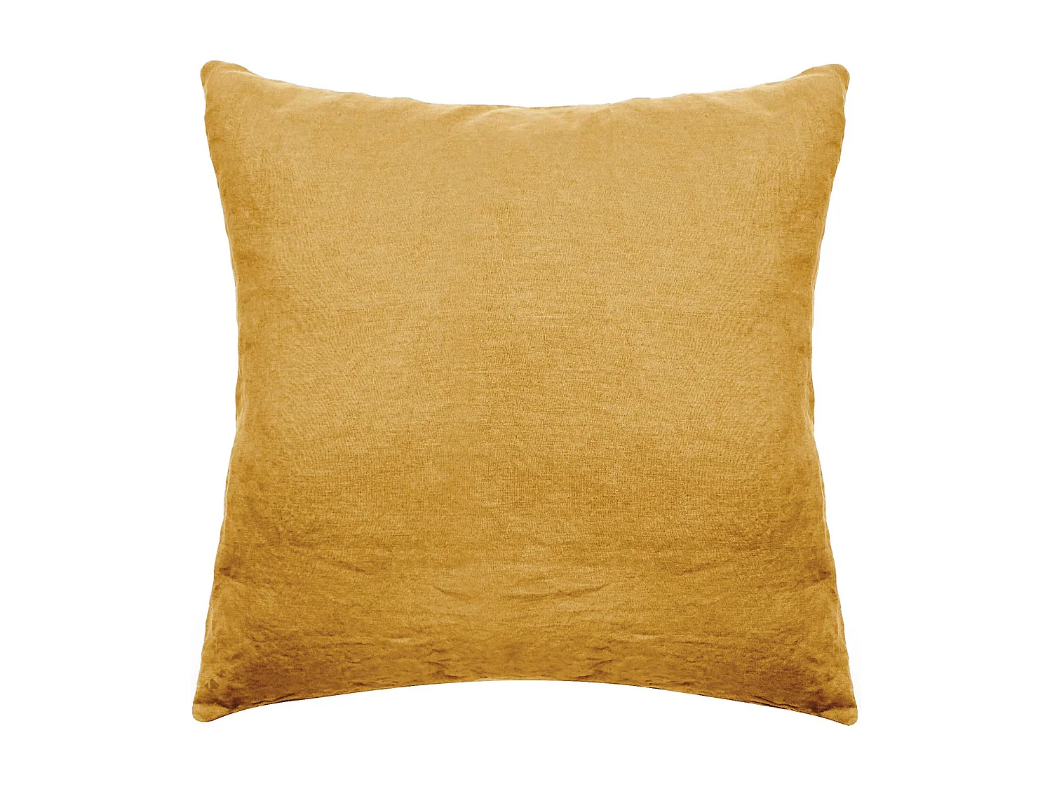 Taie d'oreiller 65x65 cm pur coton lavé PALACE jaune curry