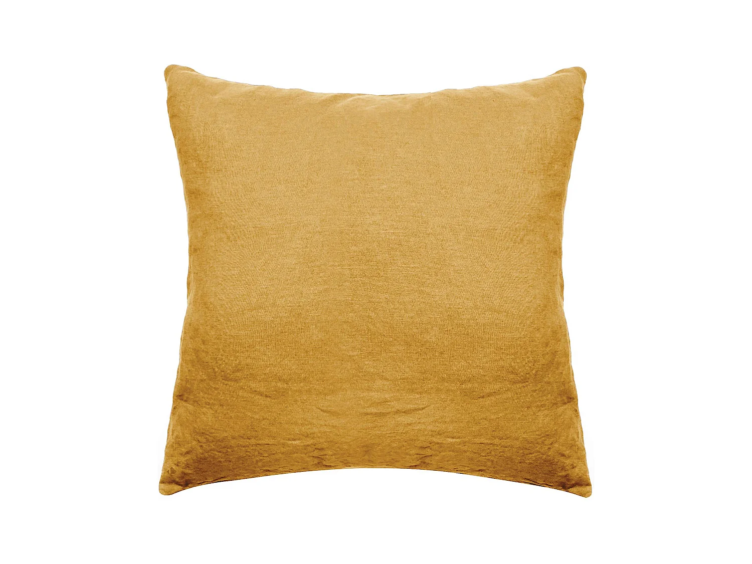 Taie d'oreiller 65x65 cm pur coton lavé PALACE jaune curry