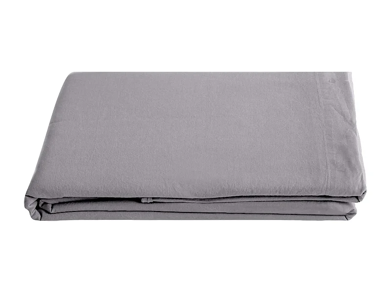 Drap plat 240x290 cm pur coton lavé PALACE gris acier