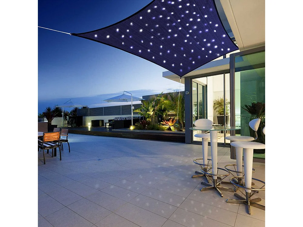 Voile d'ombrage rectangulaire 100 Leds 3 x 2 m - Jardiline