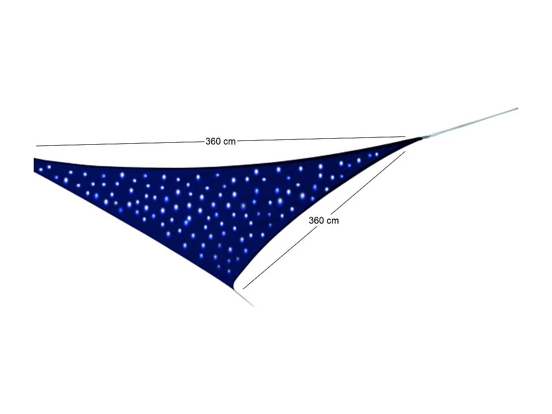 Voile d'ombrage triangulaire 100 Leds 3,60 x 3,60 x 3,60 m - Jardiline