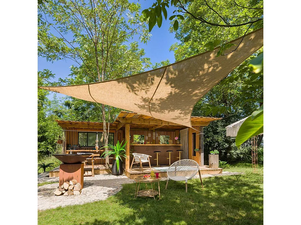 Voile d'ombrage triangulaire en jute 3.60 m