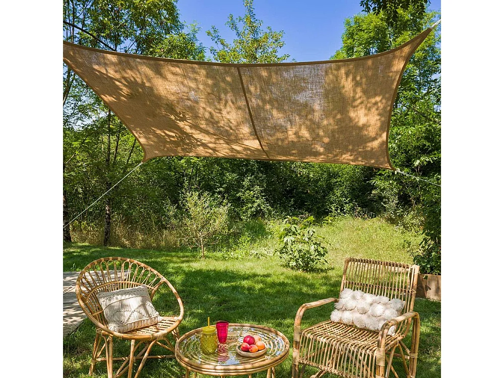 Voile d'ombrage rectangulaire en jute 4 x 3 m
