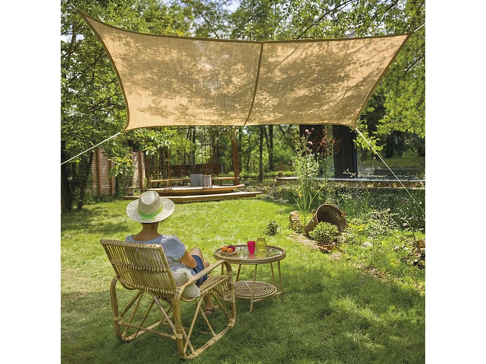 Voile d'ombrage rectangulaire en jute 4 x 3 m