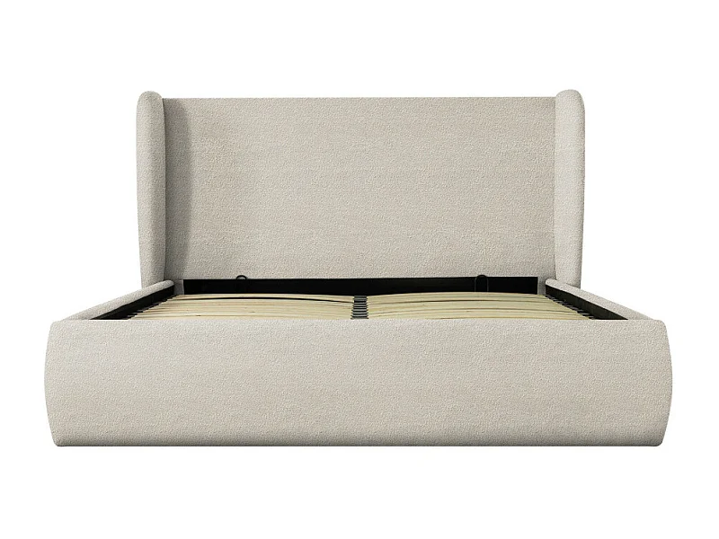 Cali - Lit coffre en tissu bouclette 160x200cm - Écru