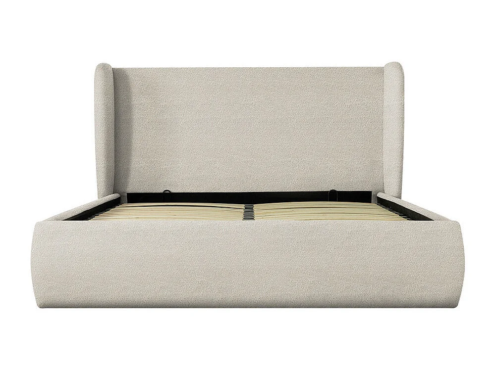 Cali - Lit coffre en tissu bouclette 160x200cm - Écru