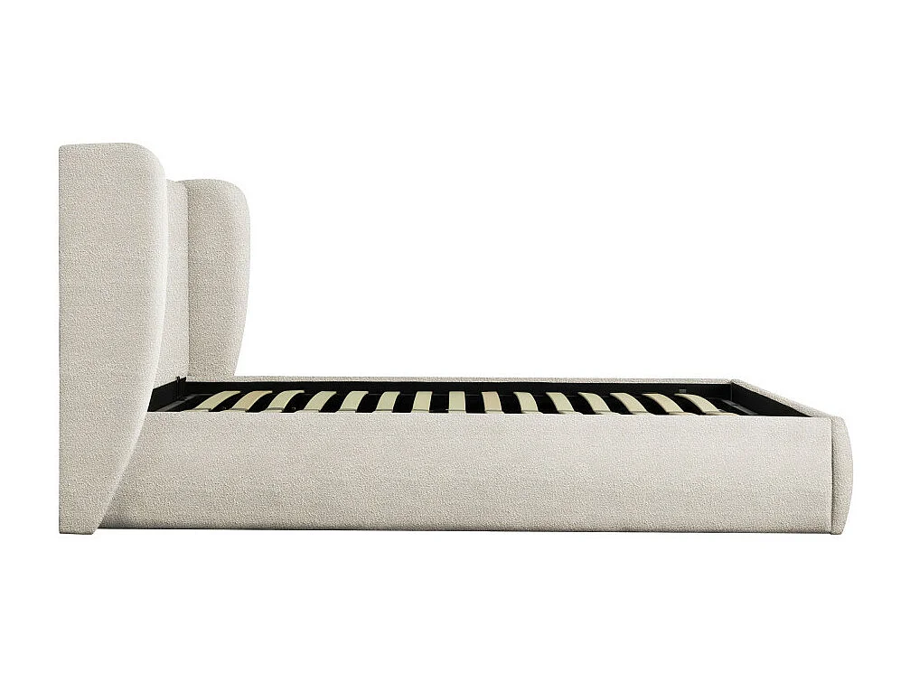 Cali - Lit coffre en tissu bouclette 160x200cm - Écru