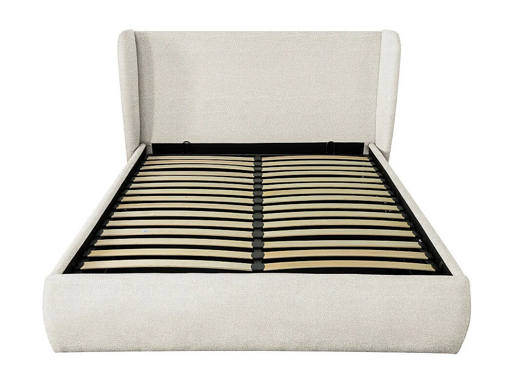 Cali - Lit coffre en tissu bouclette 160x200cm - Écru