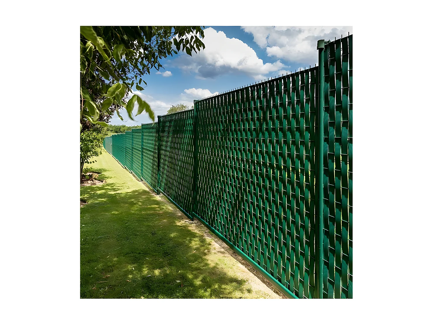 Lanière PVC pour palissade largeur 47 mm x 60 m+100 clips- Vert Foncé - Jardiline