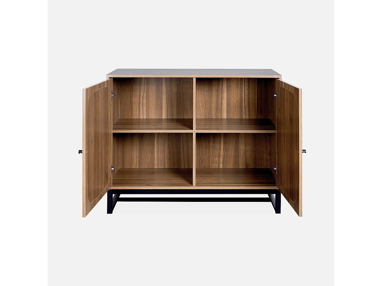 Credenza a 2 ante in canna e legno, 100cm, marrone naturale