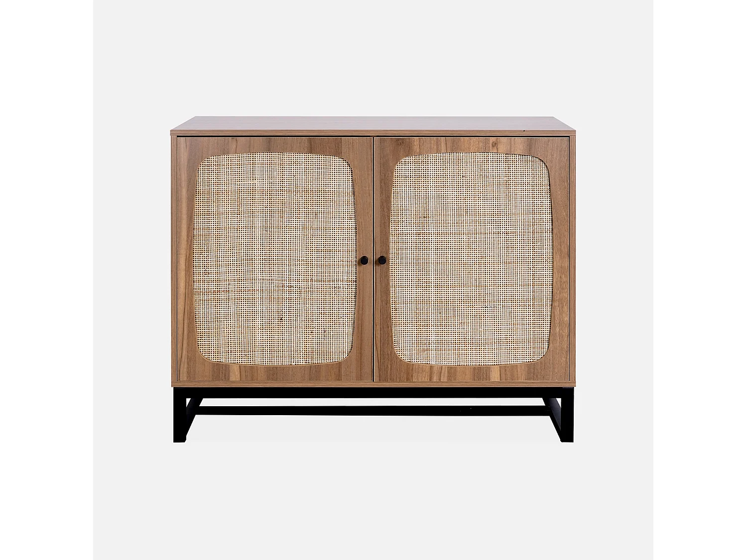 Credenza a 2 ante in canna e legno, 100cm, marrone naturale