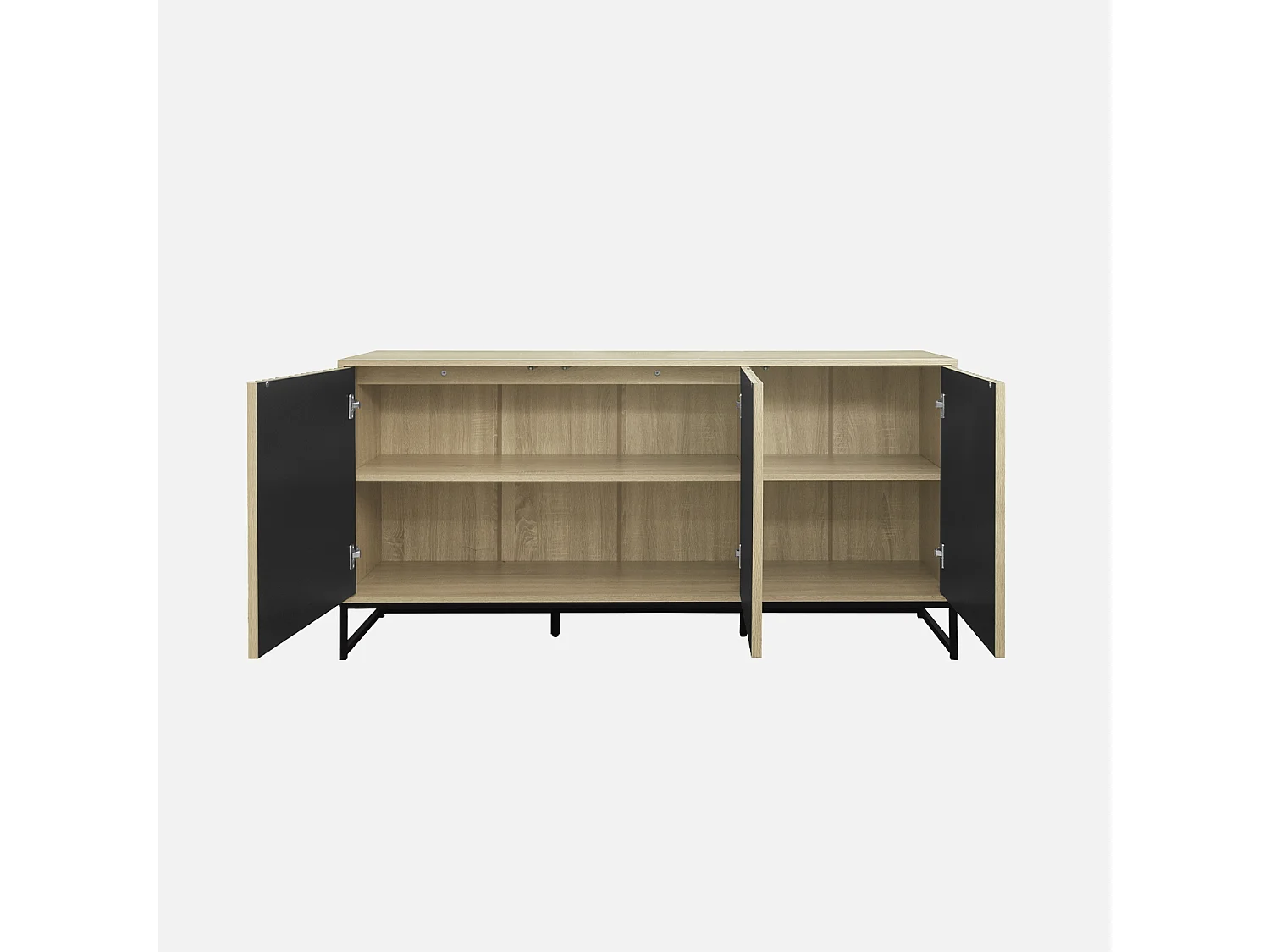 Credenza contemporanea scanalata effetto legno a 3 ante, 160cm,