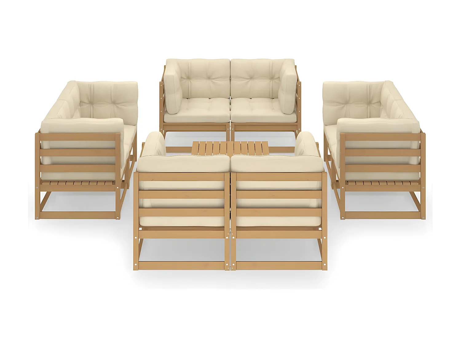 9-delige tuinmeubelen met massief grenenhouten kussens