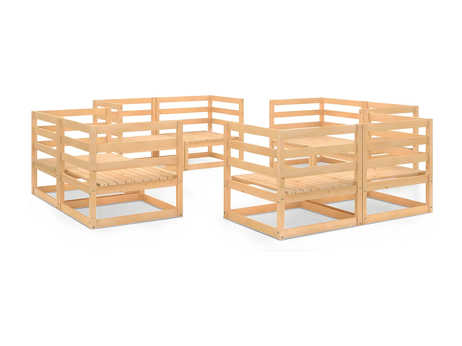 Salon de jardin 8 pcs bois de pin massif