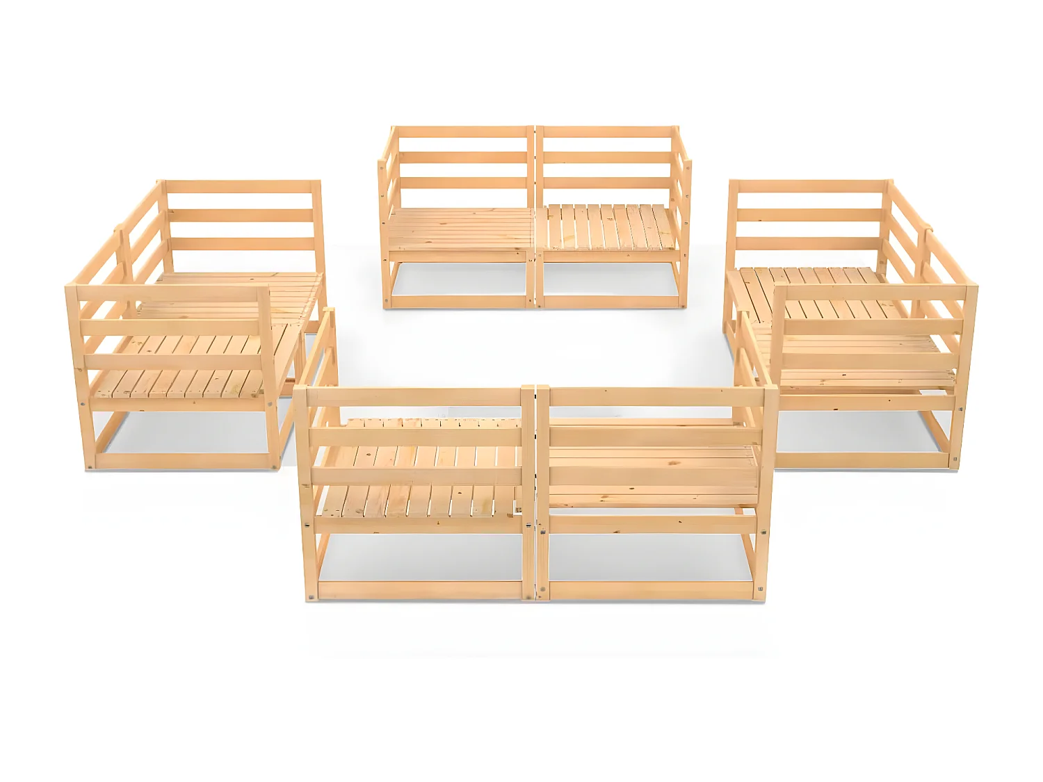 Salon de jardin 8 pcs bois de pin massif