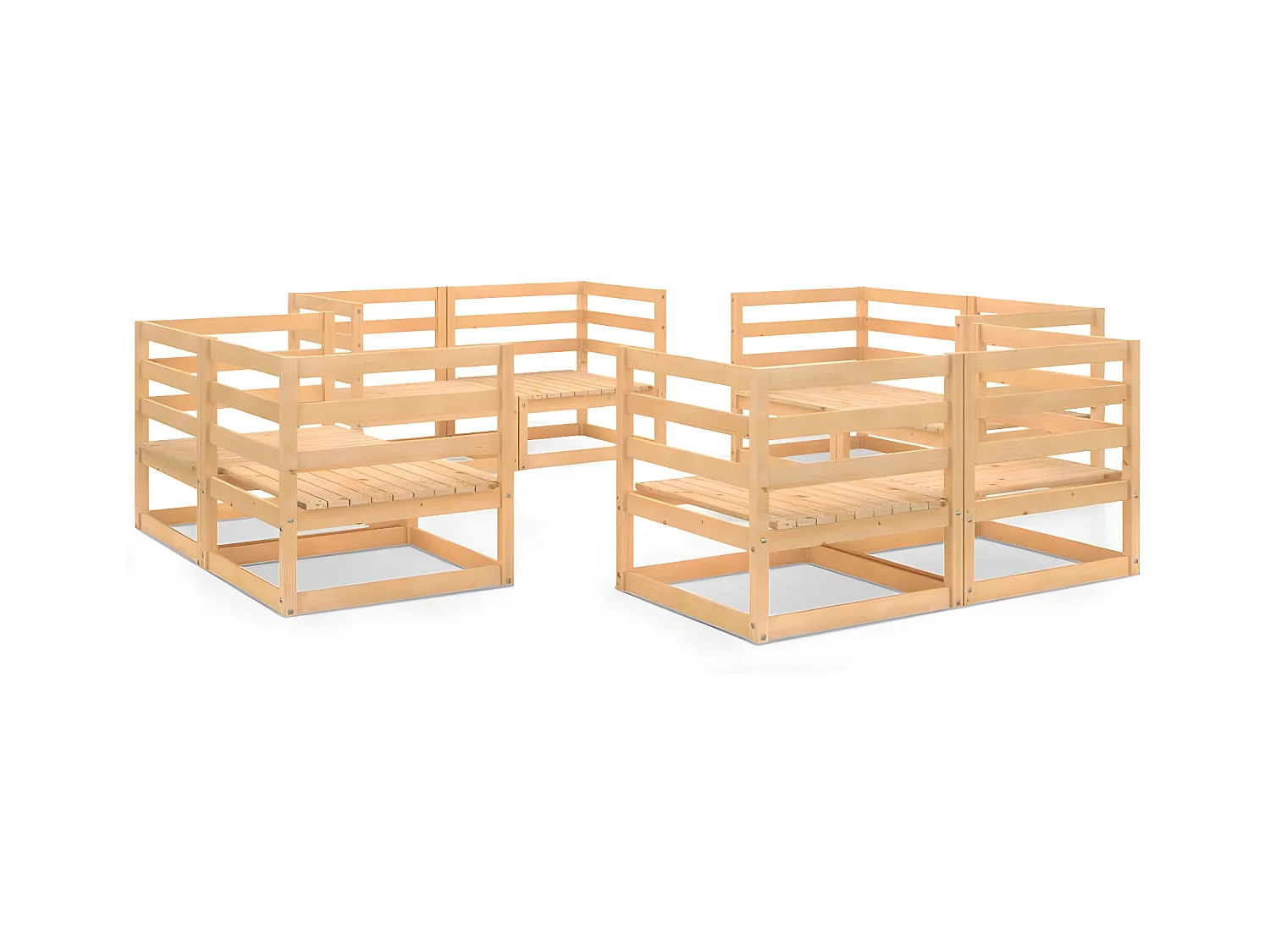 Salon de jardin 8 pcs bois de pin massif