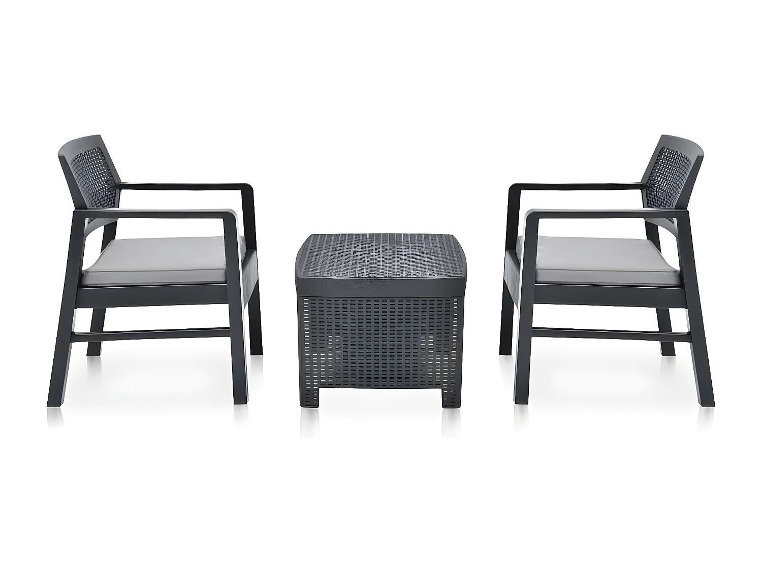 Salon de jardin 3 pcs Plastique Anthracite
