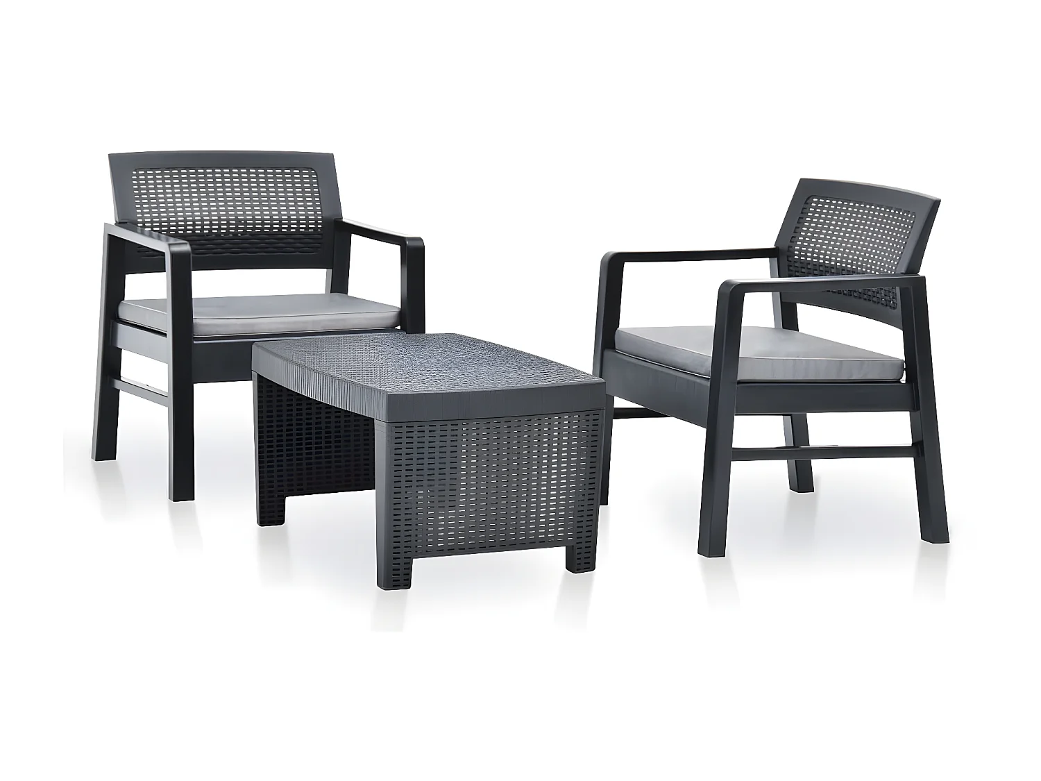 Salon de jardin 3 pcs Plastique Anthracite