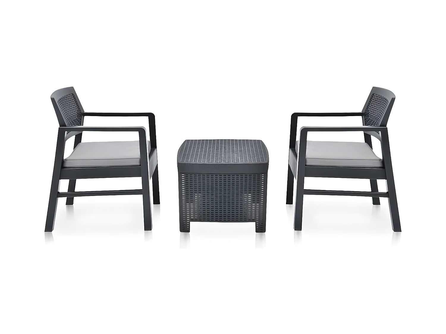 Salon de jardin 3 pcs Plastique Anthracite