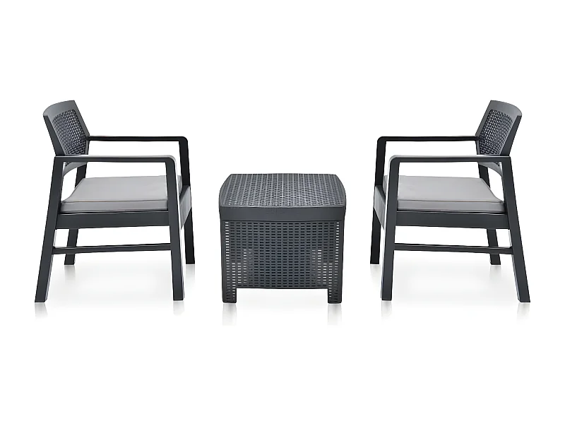 Salon de jardin 3 pcs Plastique Anthracite