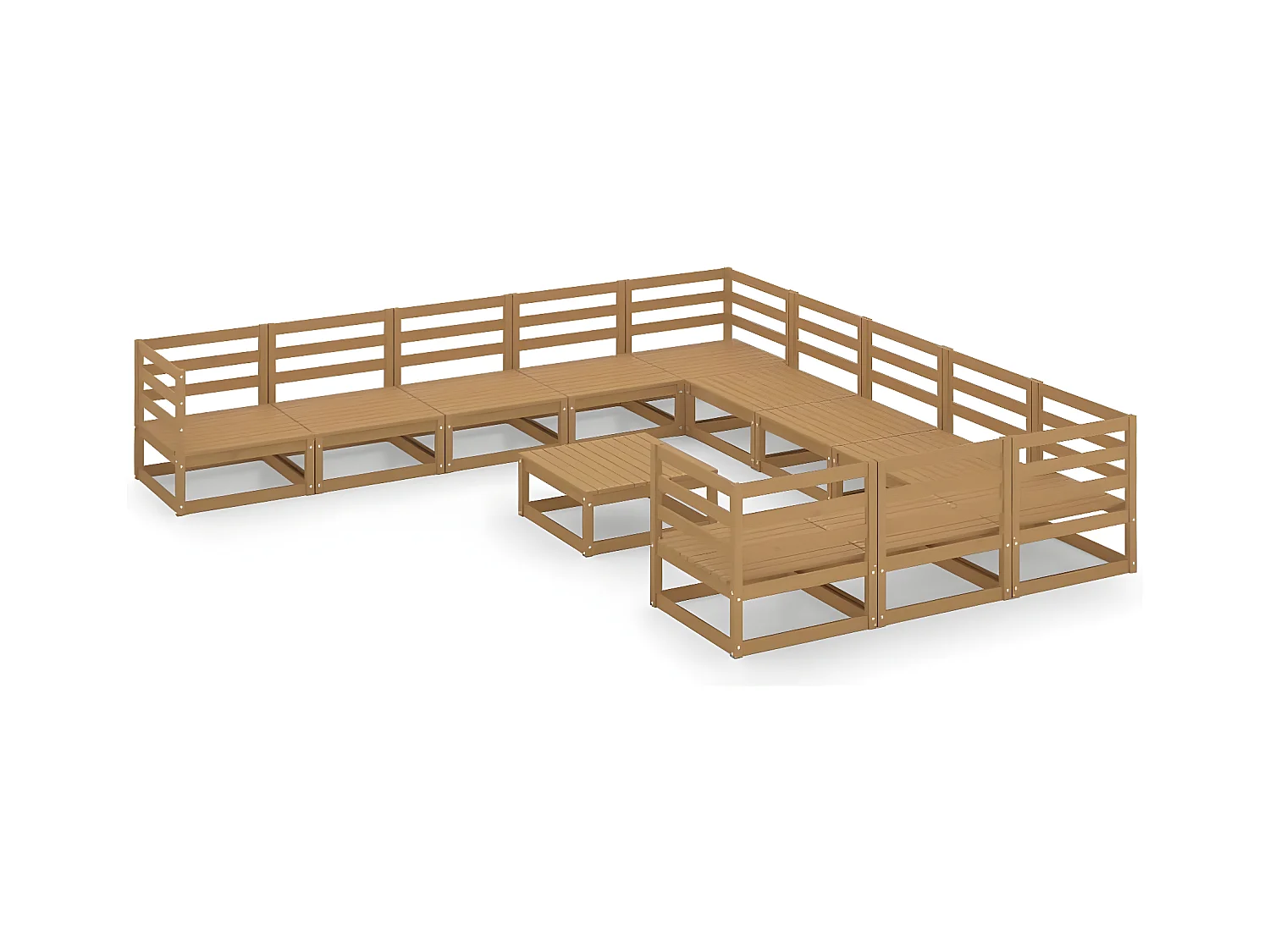 Salon de jardin 12 pcs bois de pin massif