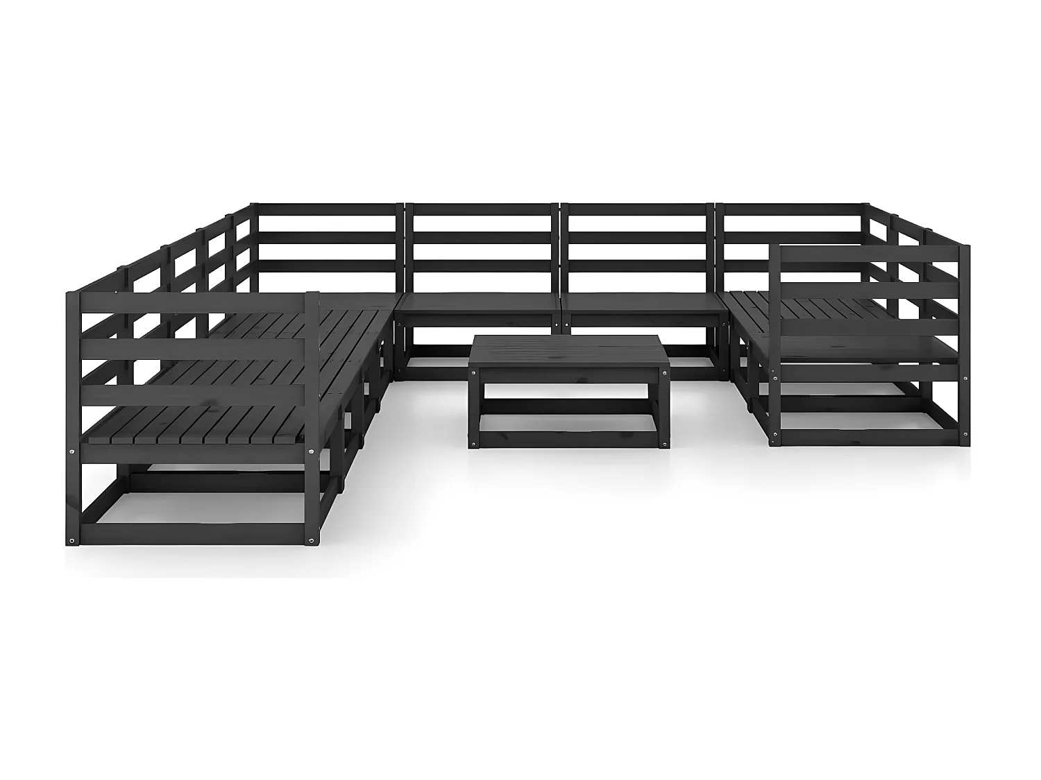 Salon de jardin 11 pcs bois de pin massif
