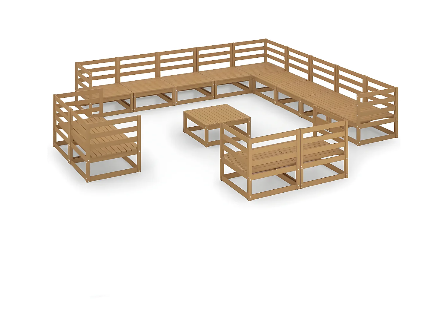 Tuinmeubelen 14 stuks massief grenenhout