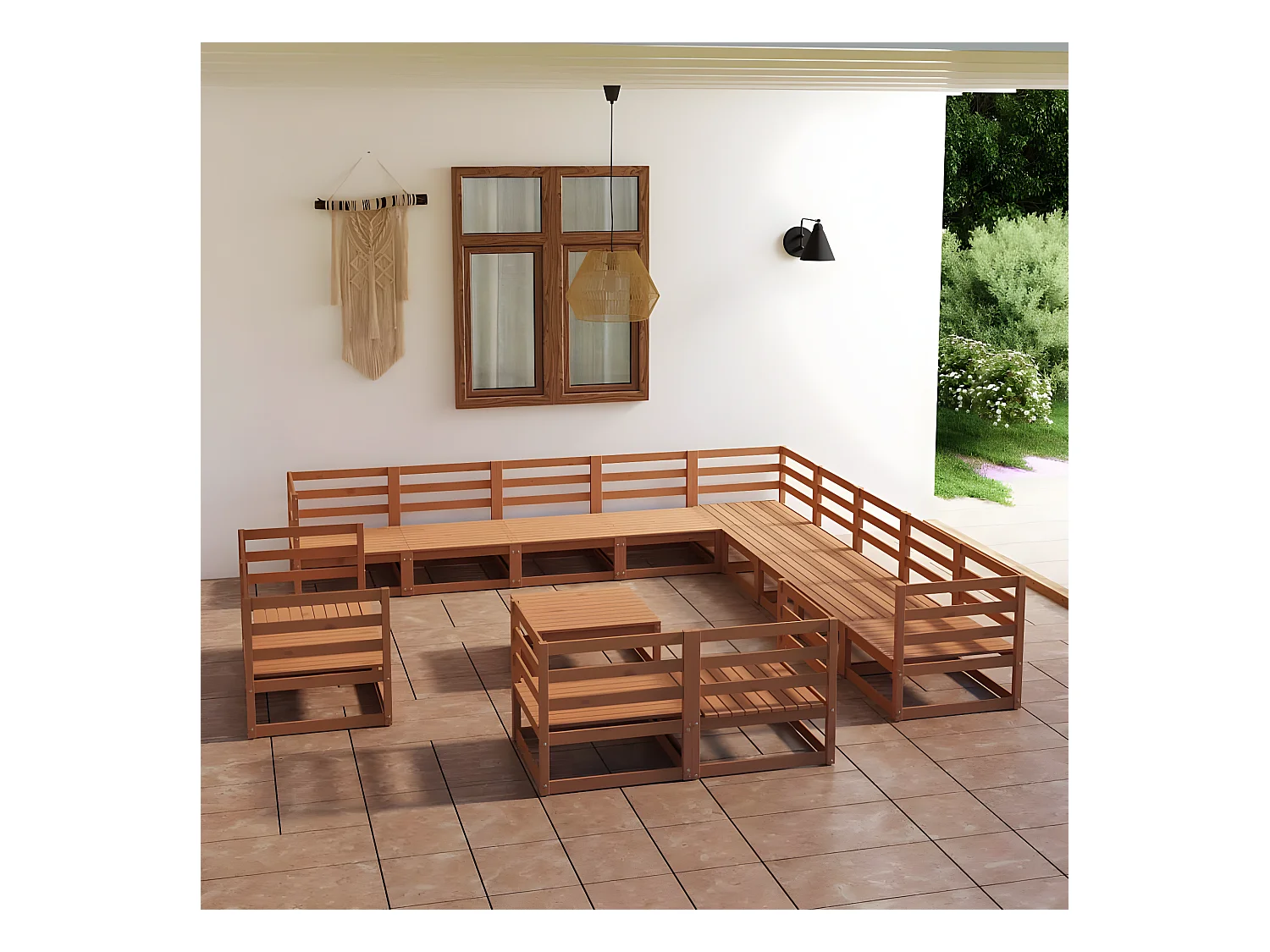 Tuinmeubelen 14 stuks massief grenenhout