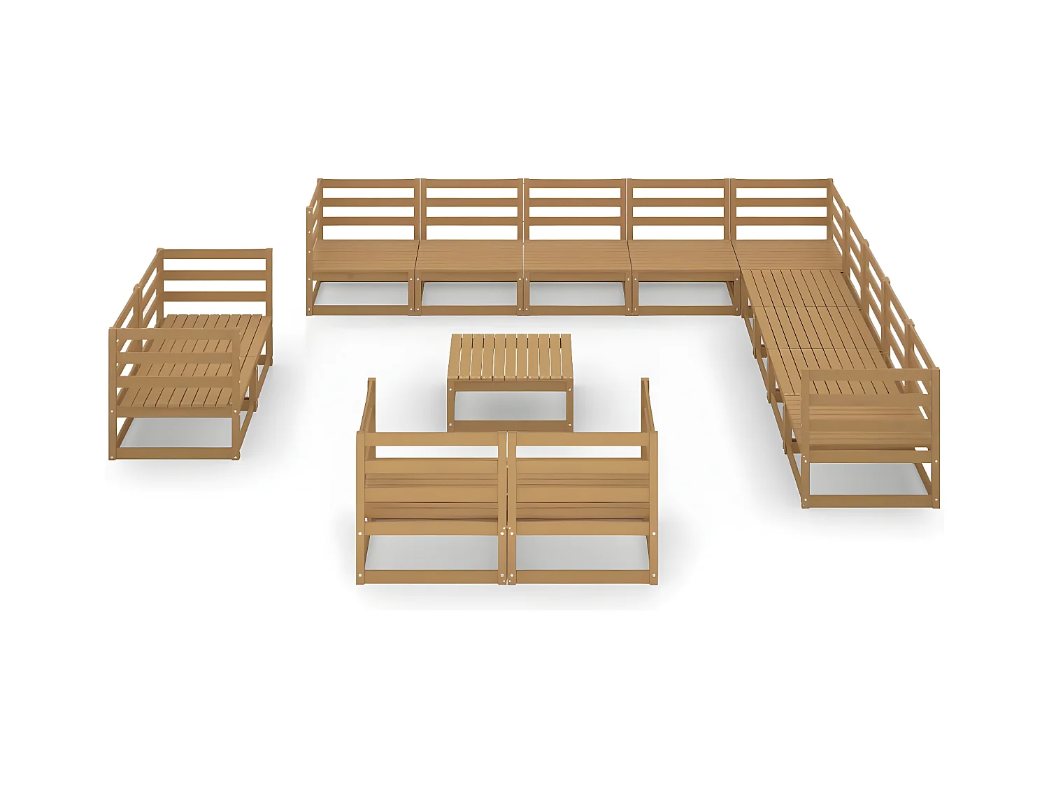 Tuinmeubelen 14 stuks massief grenenhout