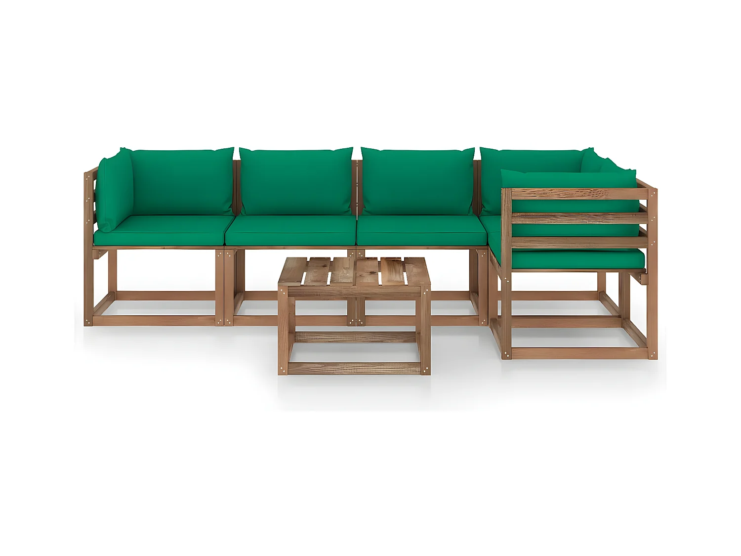 Tuinpalletlounge 6 stuks en kussens Geïmpregneerd grenenhout