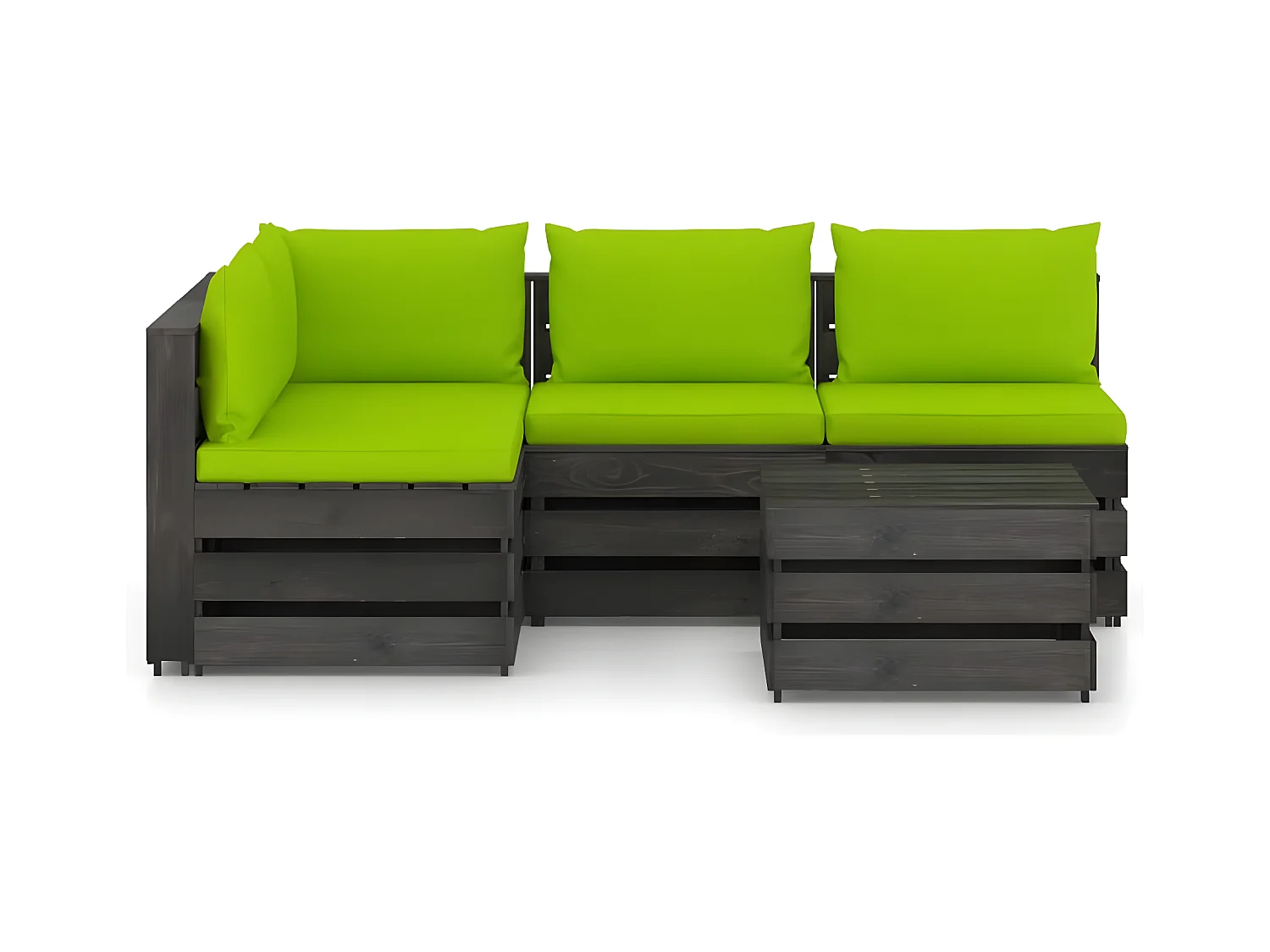 Salon de jardin 5 pcs avec coussins Bois imprégné de gris