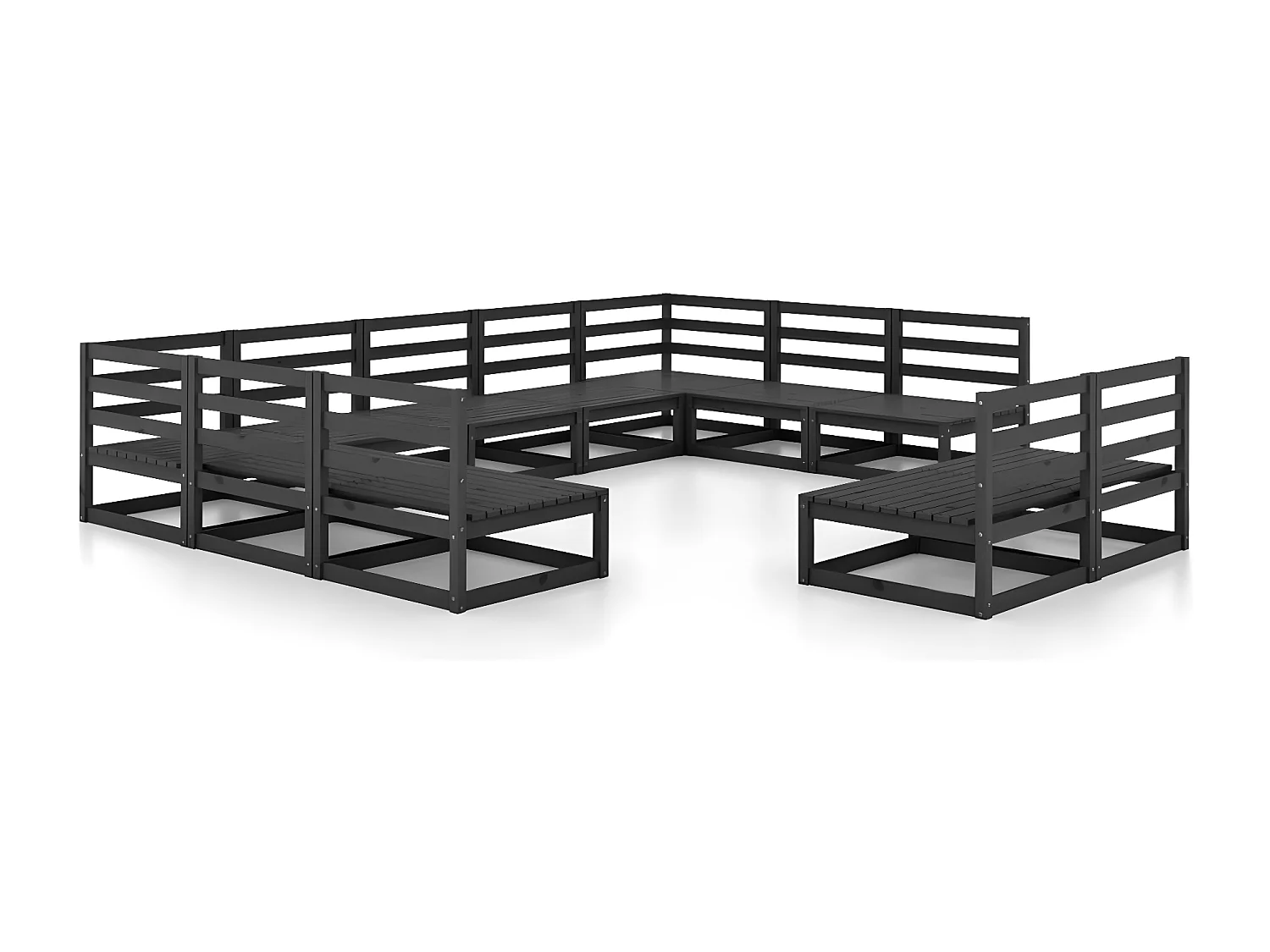 Salon de jardin 11 pcs bois de pin massif