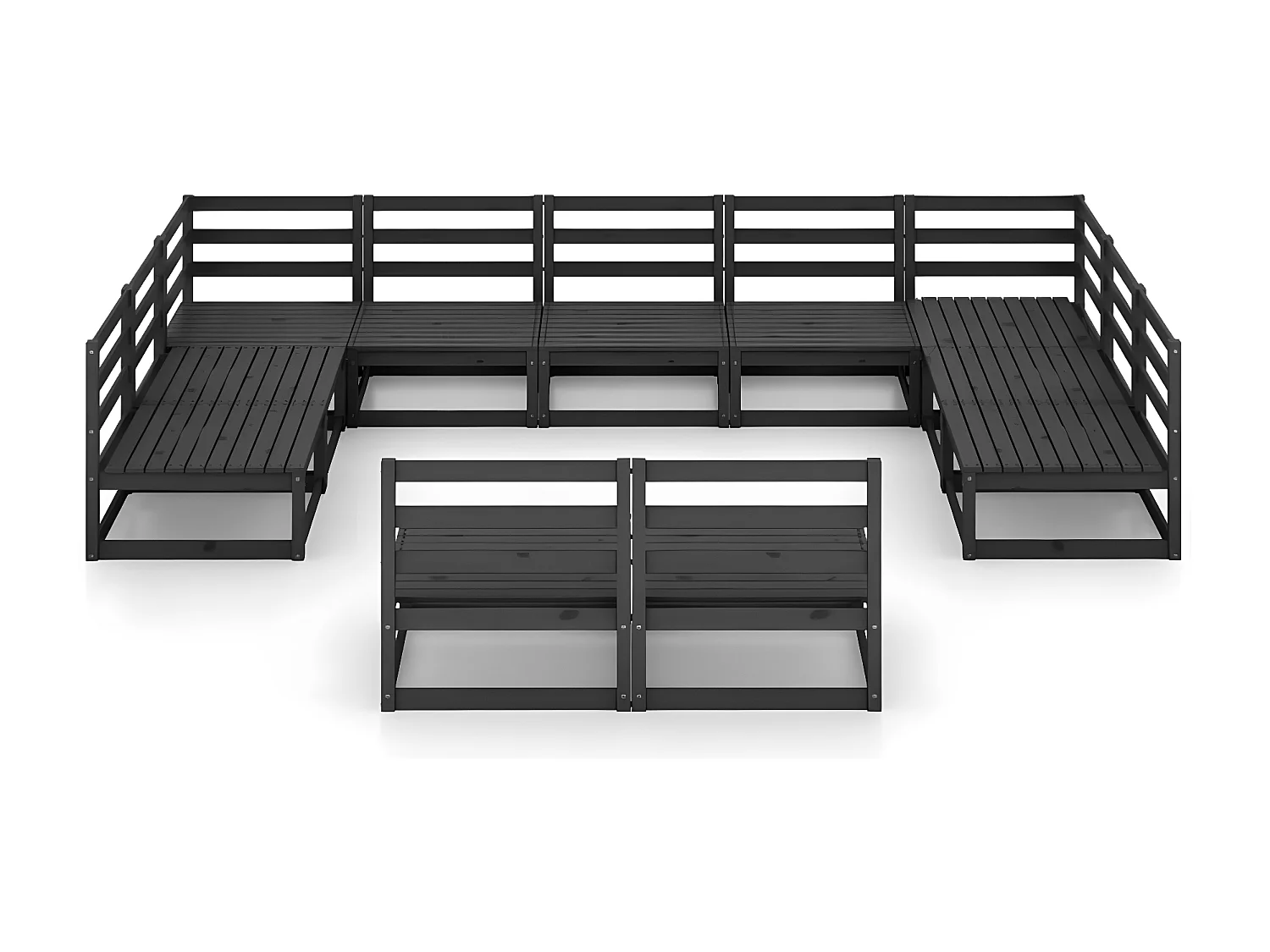 Salon de jardin 11 pcs bois de pin massif