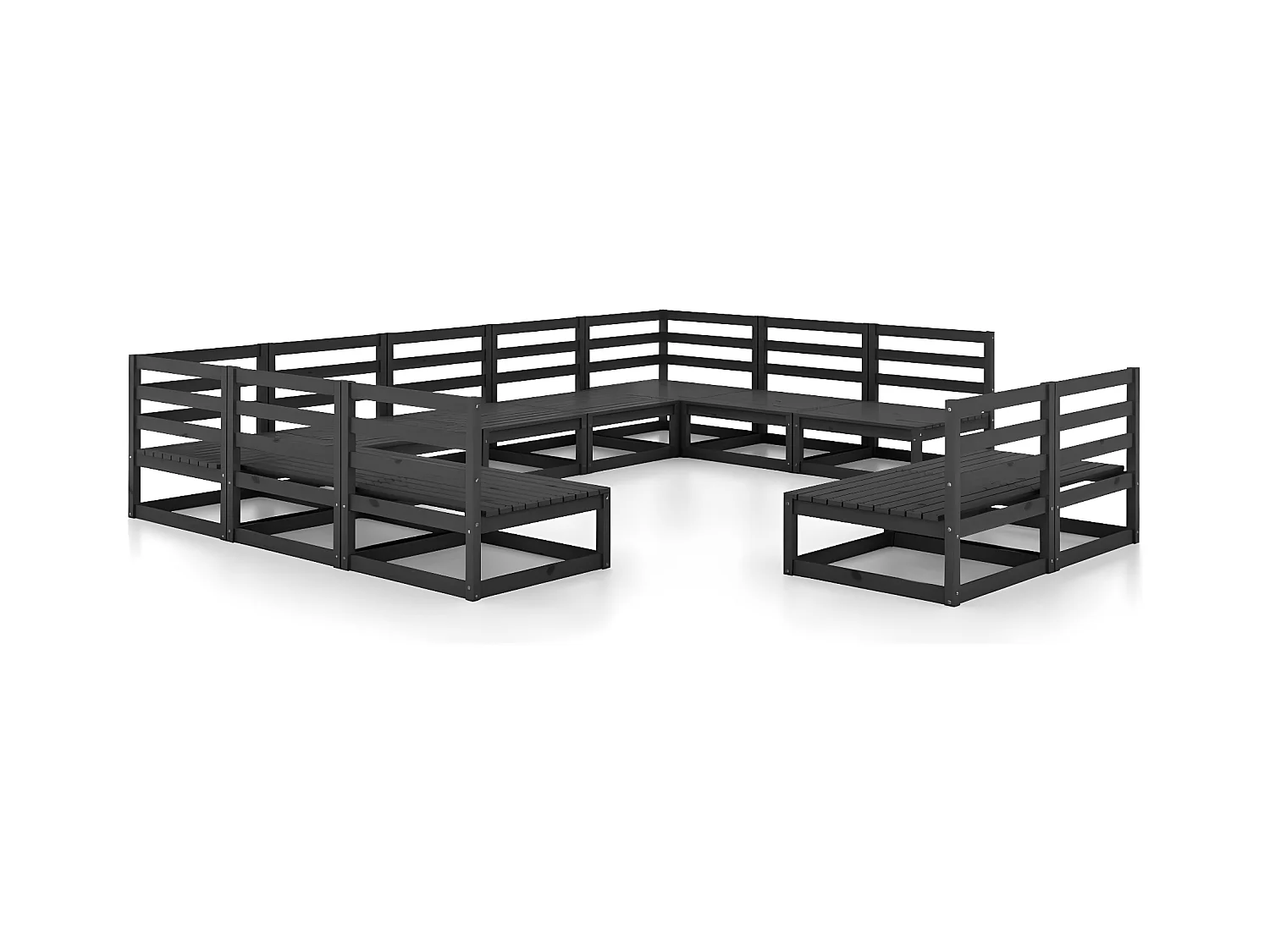 Muebles de jardín 11 piezas de madera maciza de pino.