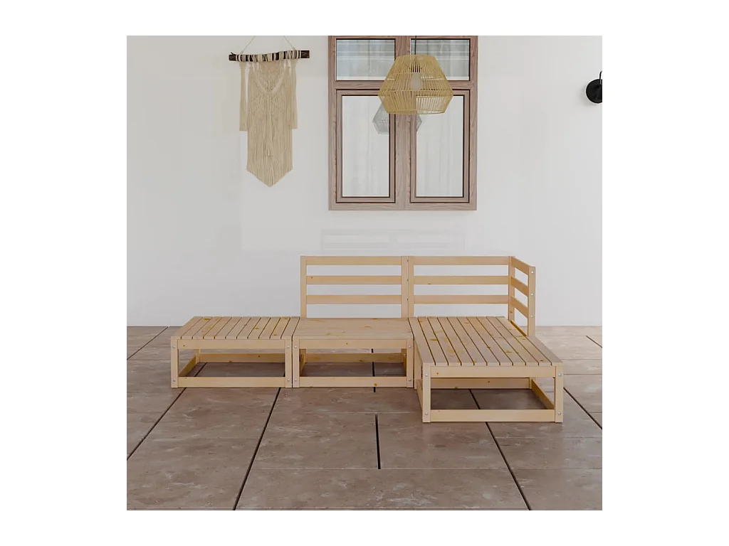 Salon de jardin 4 pcs Bois de pin massif