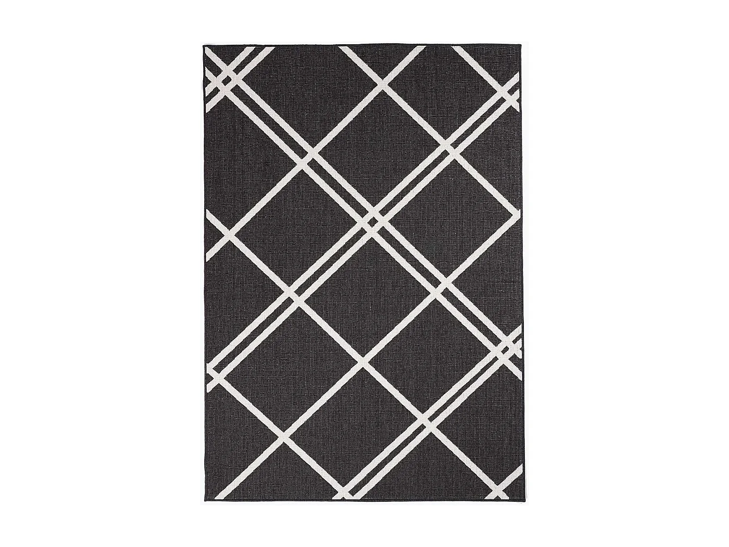 Tapis extérieur, kilim reversible 200x290 LYN2 AB REVERSIBLE noir et écrème