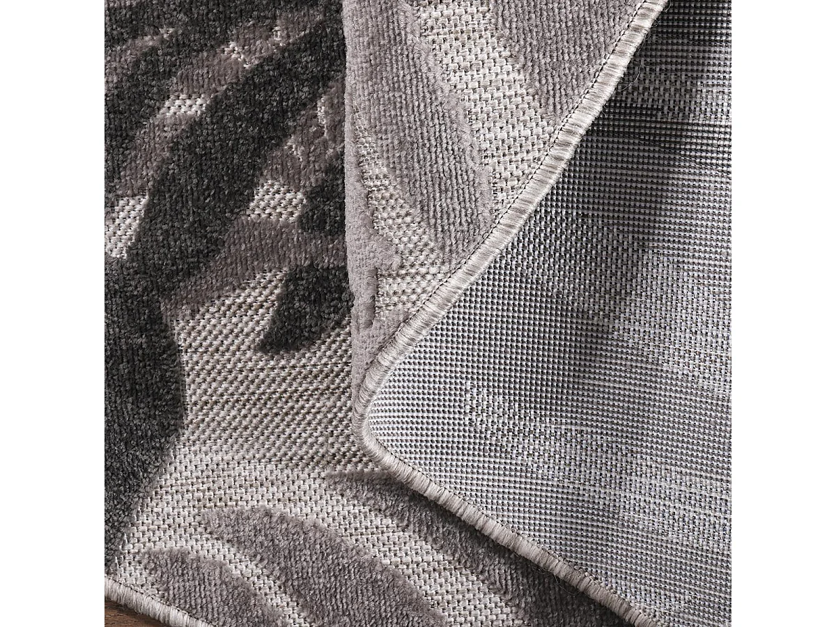 Tappeto da esterno Ø200cm rotondo tessuto kilim grigio CHIMEK