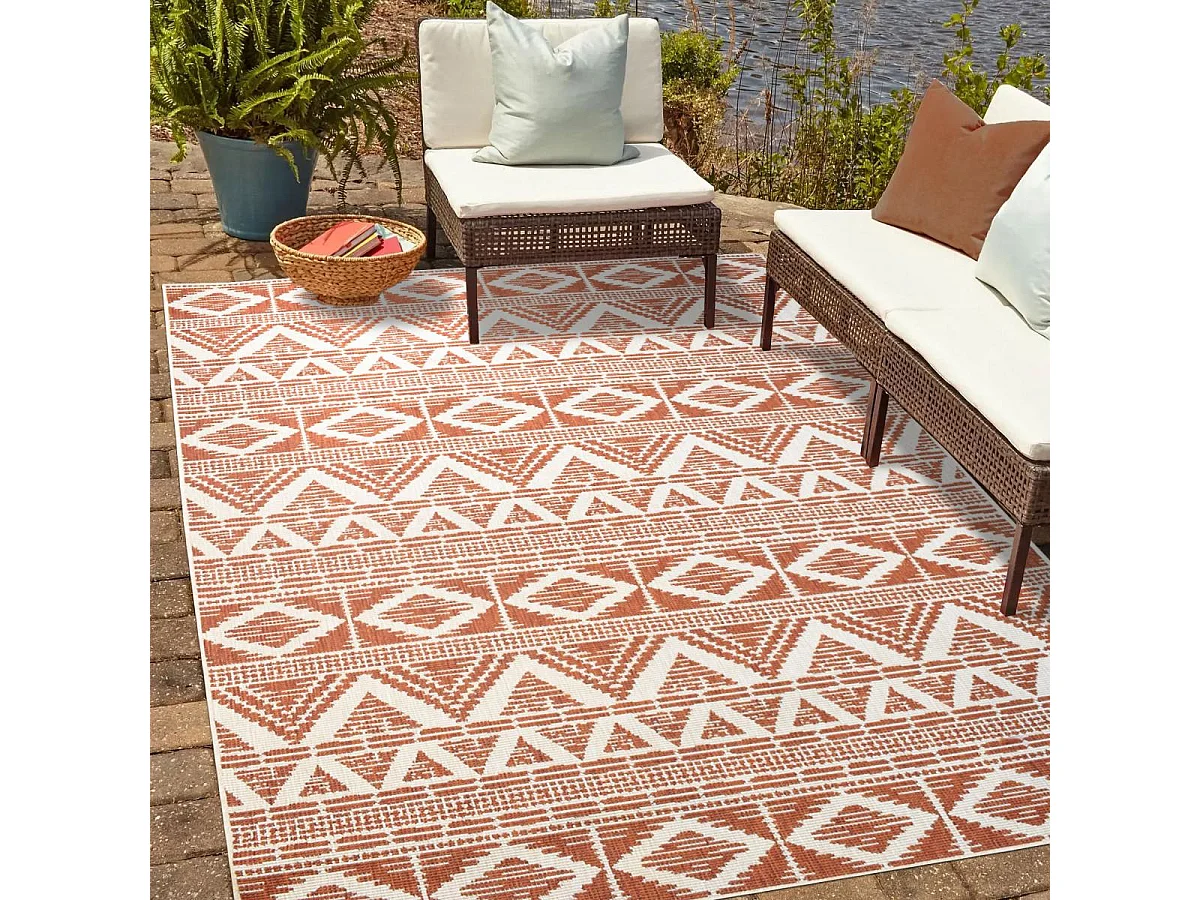 Tapis extérieur, kilim reversible 120x170 LYN2 BG REVERSIBLE rouge