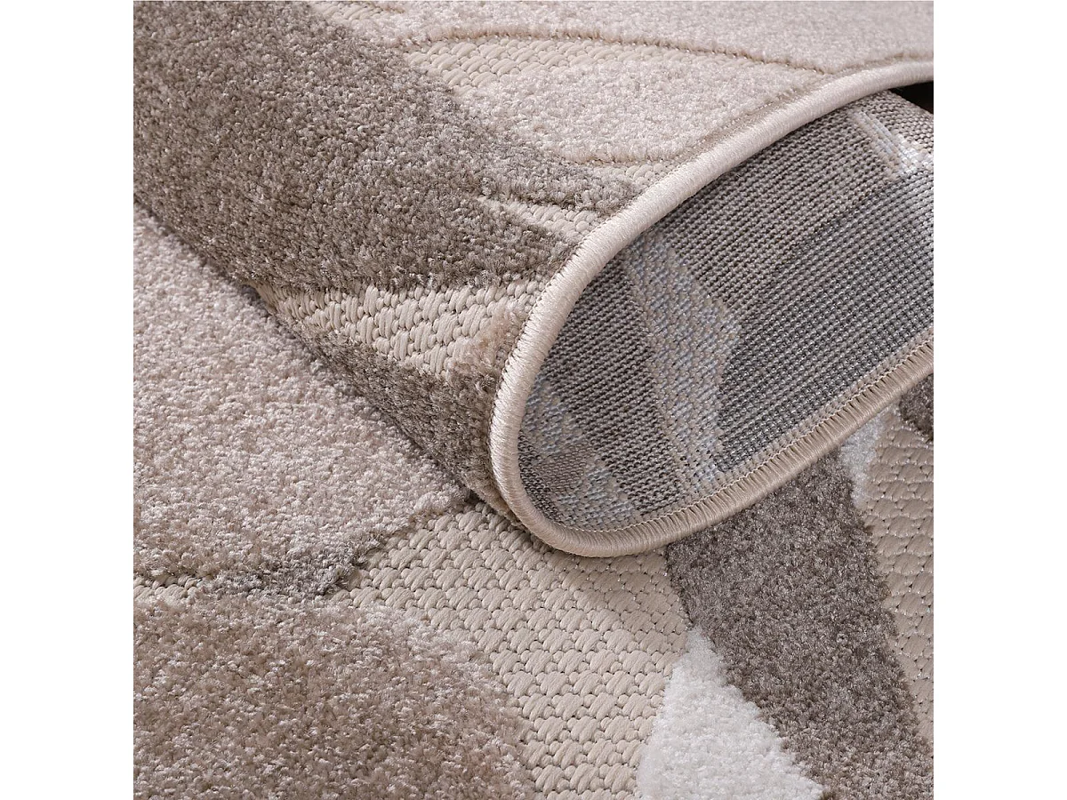 Tappeto da esterno Ø150 cm tessuto rotondo kilim beige e crema CHIMEKI